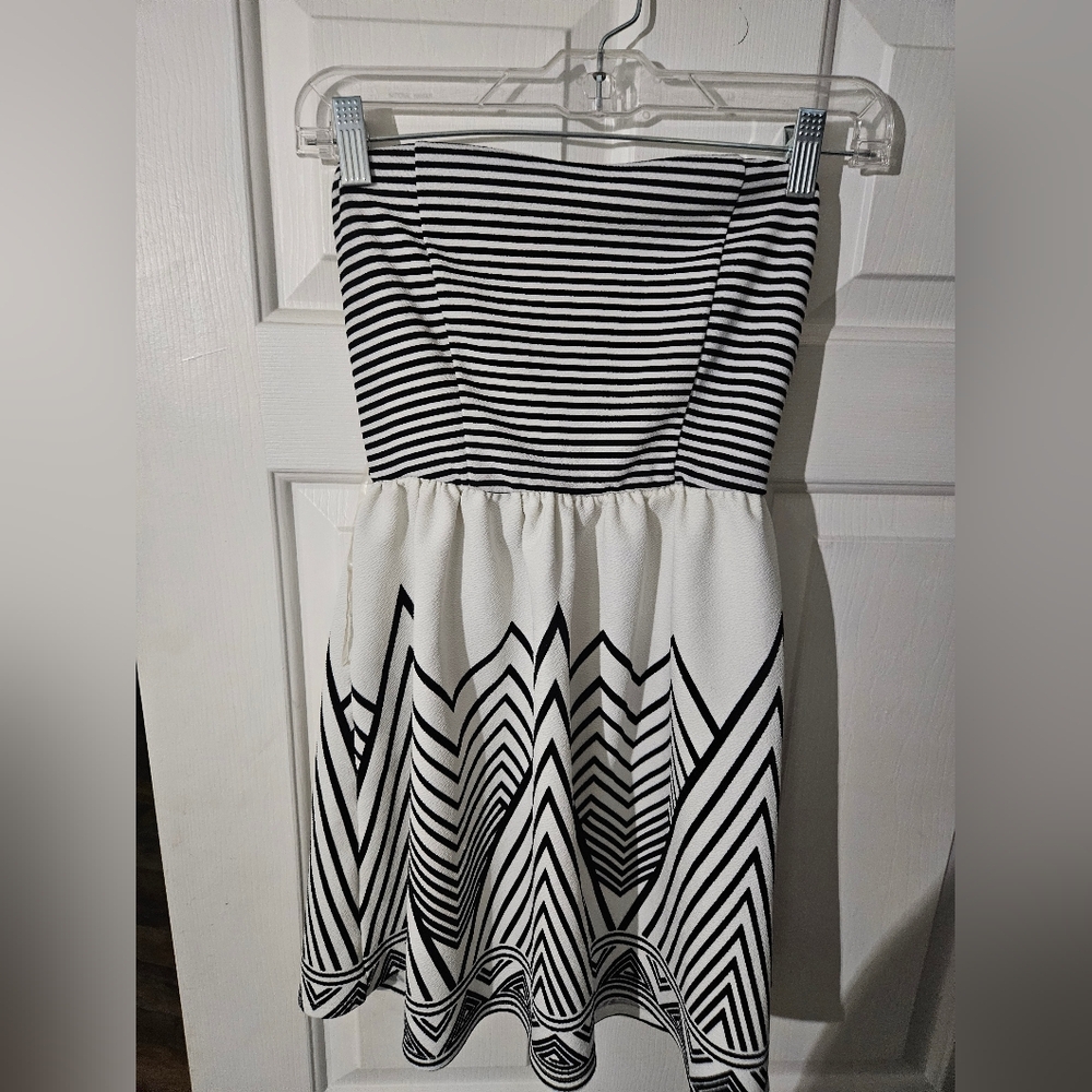 No Boundaries Black and White Striped Dress